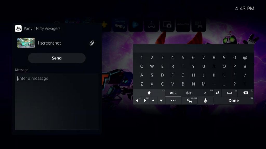 PS5 On screen keyboard