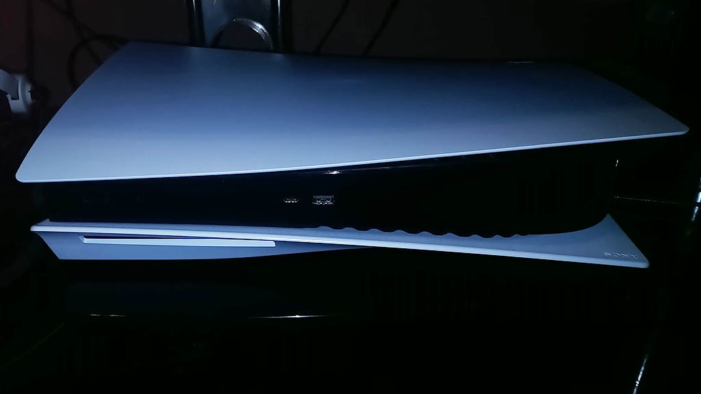 PS5 console under TV