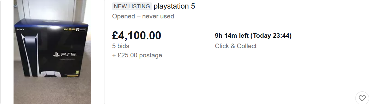 PS5 ebay listing