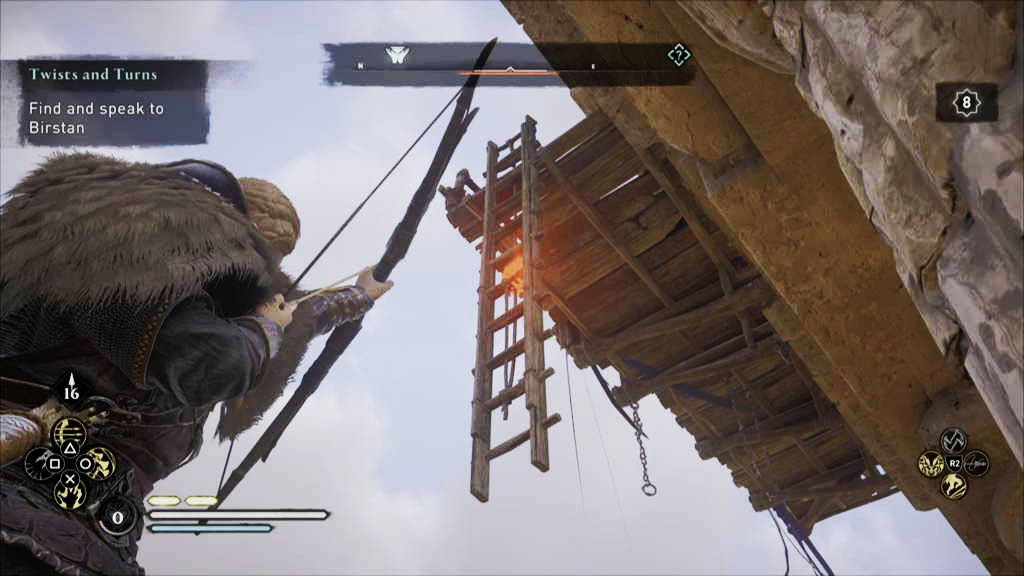 AC Valhalla Flying Eivor shoot ladder